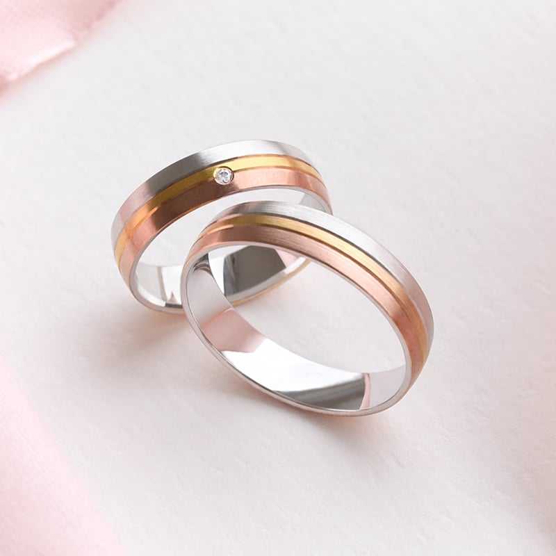 Minimalistické svadobné obrúčky s diamantom Wate