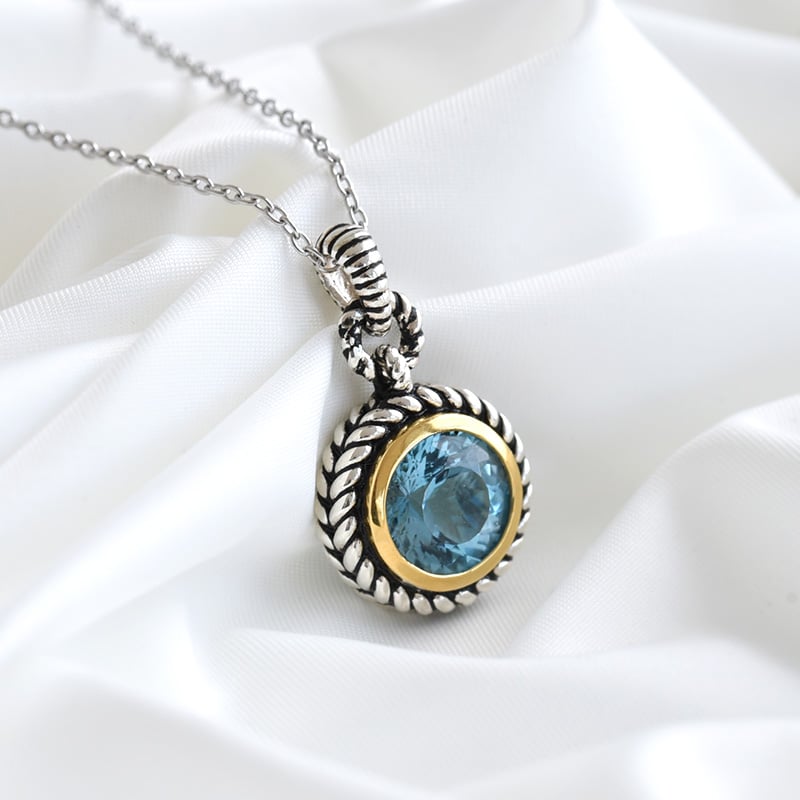 Antický strieborný náhrdelník s 4.5ct londýnskym topásom 81795
