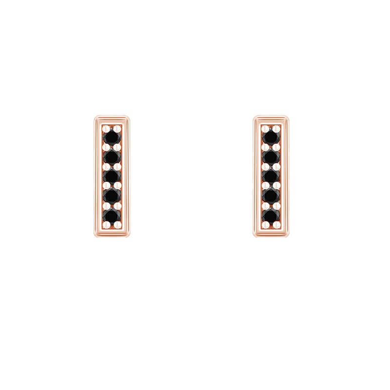 Zlaté minimalistické náušnice s čiernymi diamantmi 92055