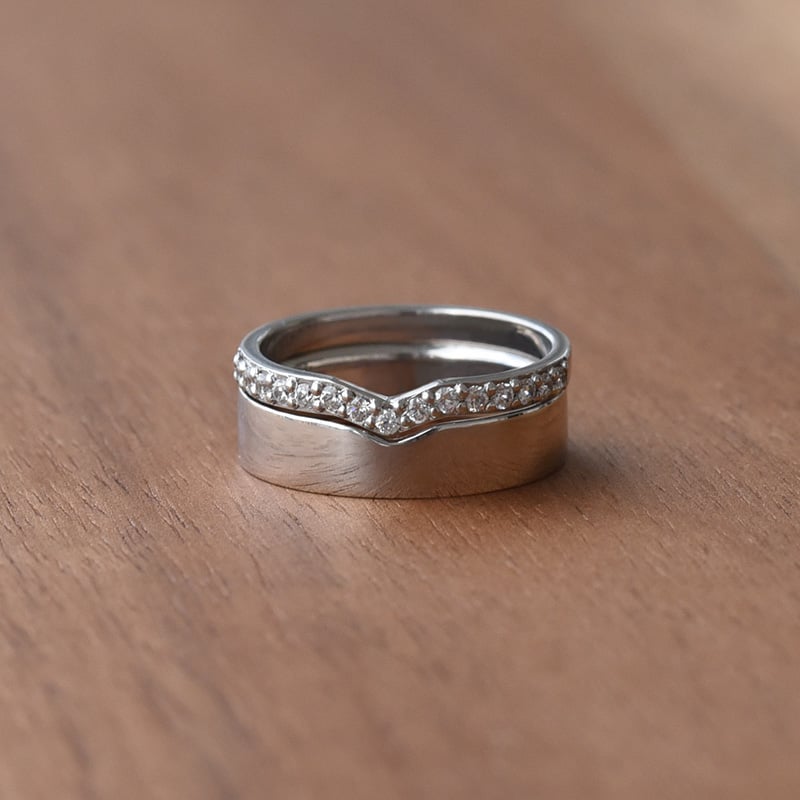 Eternity prsteň s diamantmi a pánský plochý prsteň Timothee 100096