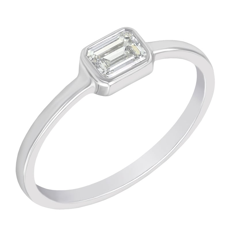 Zlatý zásnubný prsteň s emerald HRD certifikovaným diamantom Vante