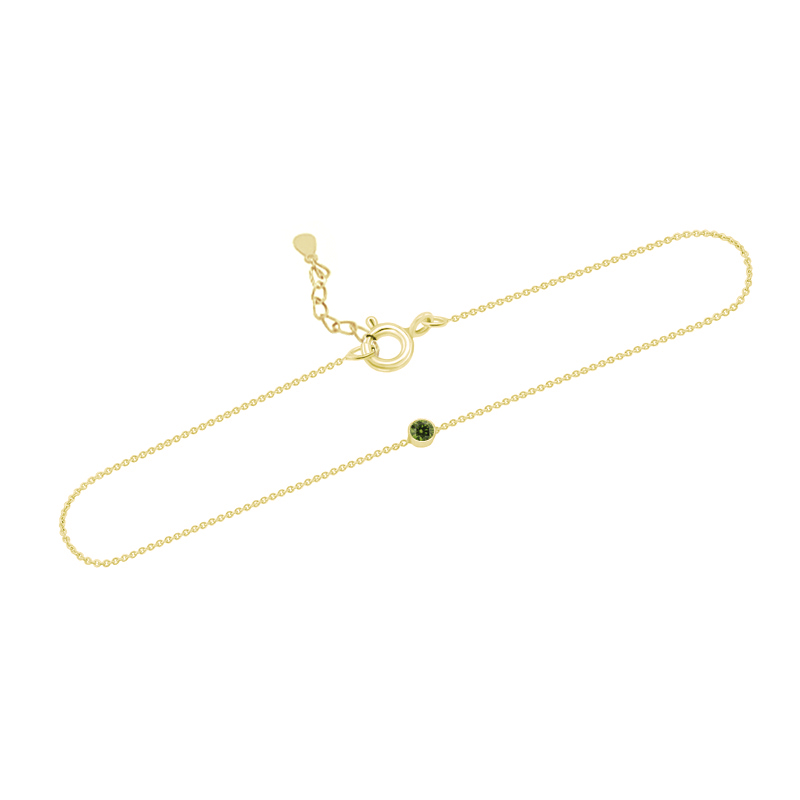 Strieborný minimalistický náramok so zeleným diamantom Lepio