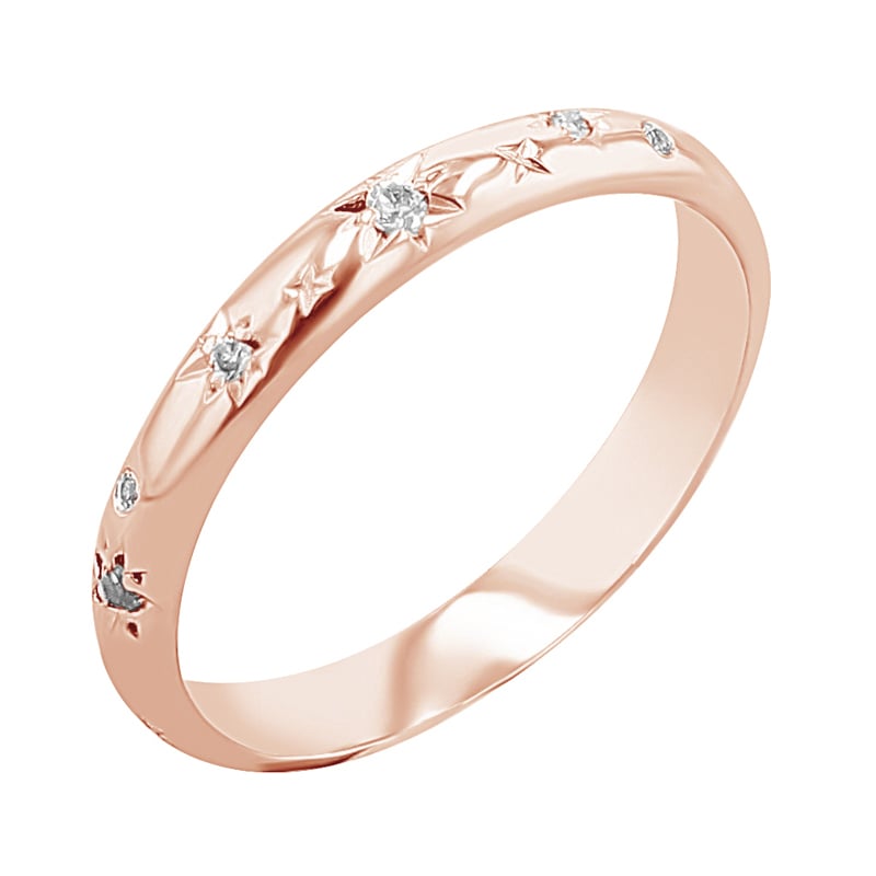 Svadobné obrúčky s ručnou rytinou hviezd a diamantmi Devin 116486