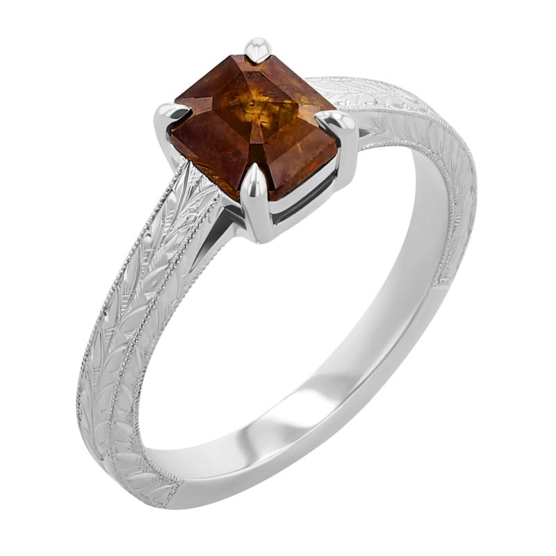 Ručne rytý prsteň s emerald salt and pepper diamantom Tulia
