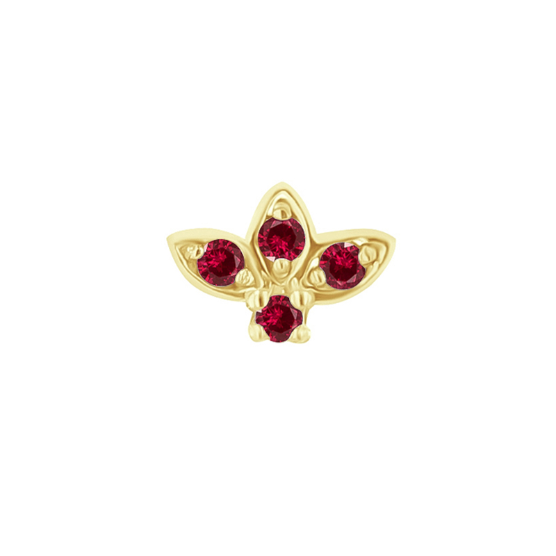 Zlatá piercing náušnica s rubínmi Ciera