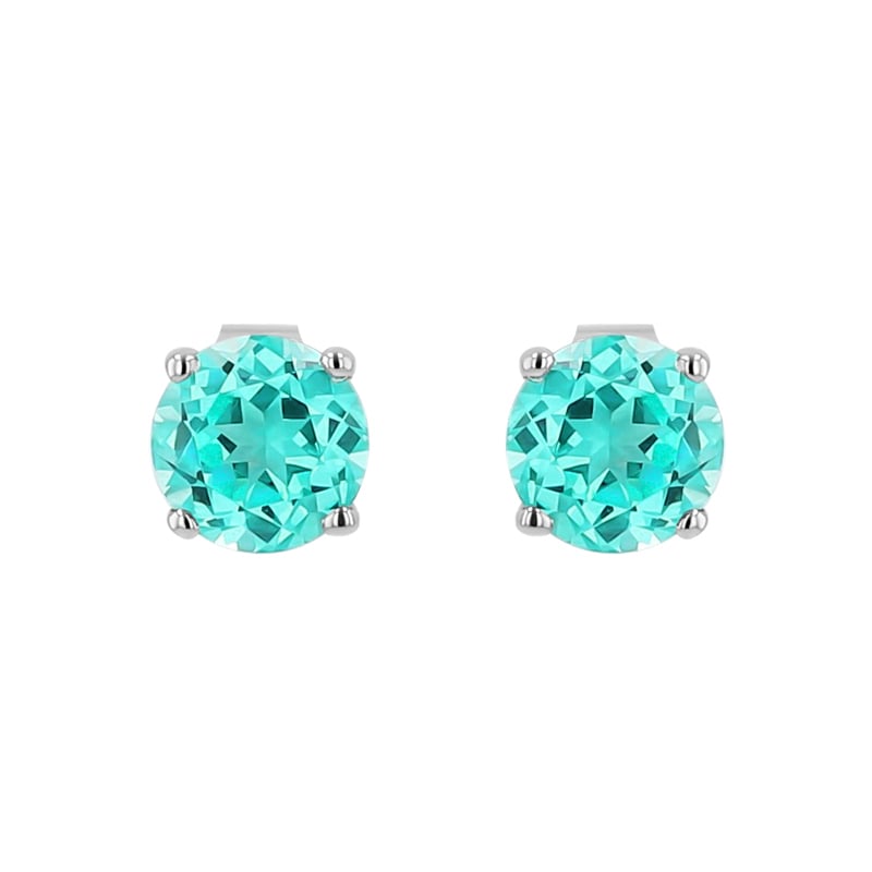 Zlaté náušnice s okrúhlym lab-grown paraiba turmalínom Eloa