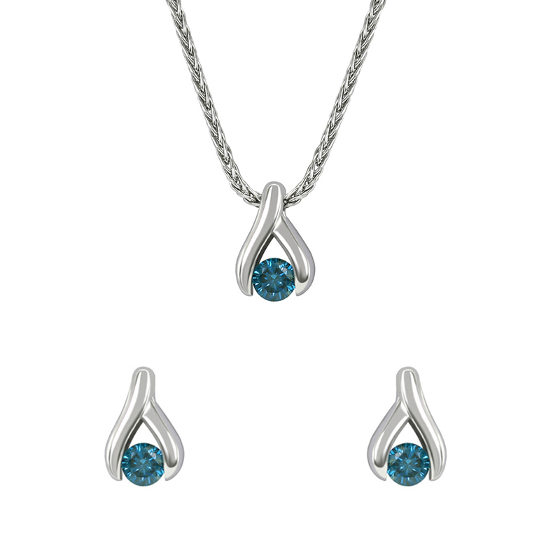 Platinový set minimalistických šperkov s modrými diamantmi Hinto