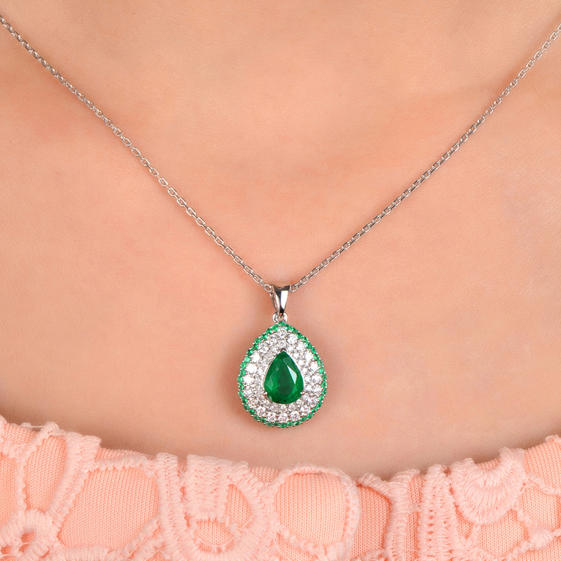 Smaragdová súprava šperkov s diamantmi Teal