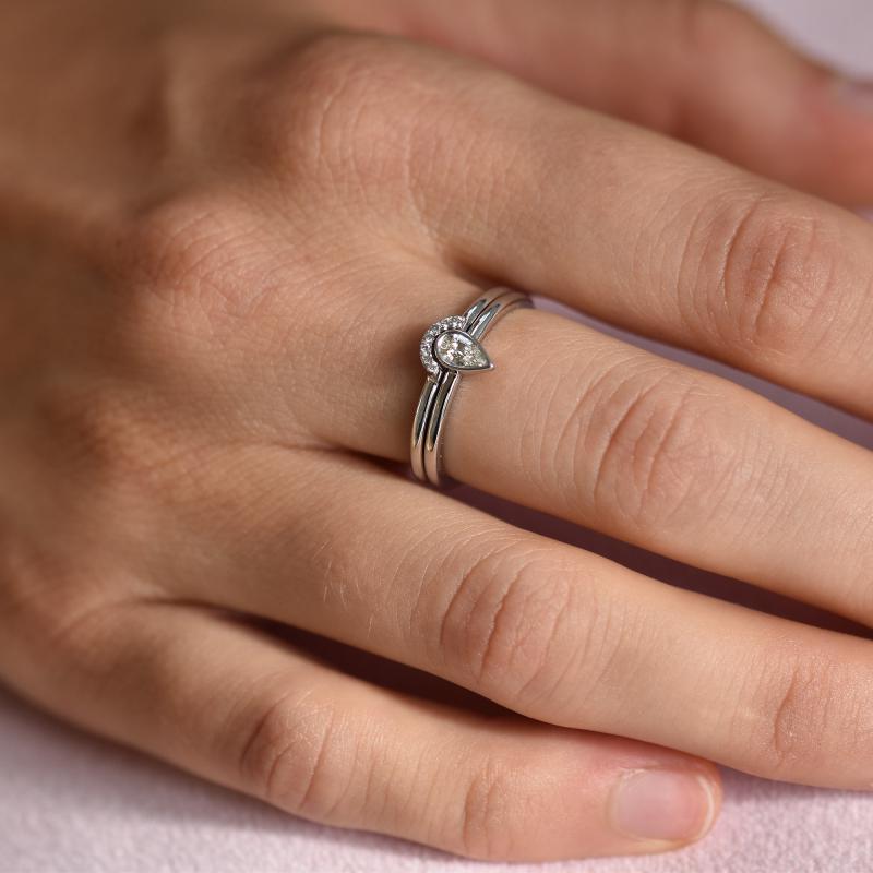Svadobný diamantový set prsteňov zo zlata 22446