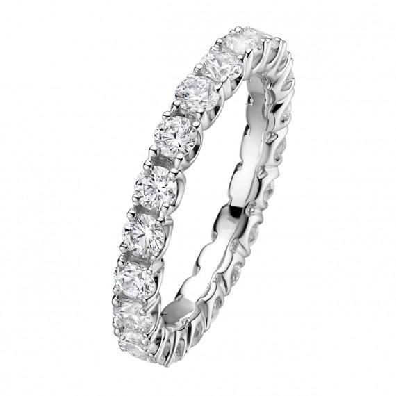 Platinový snubný eternity prsteň s komfortným prsteňom 30046