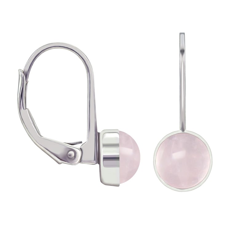Rose quartz v strieborných visiacich náušniciach Kefnia 36006