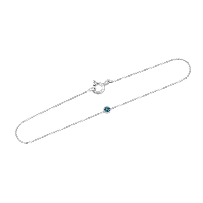 Platinový minimalistický náramok s modrým diamantom Lepio