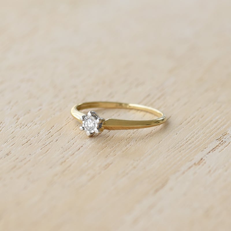 Prsteň v štýle solitér s diamantom zo zlata 91486