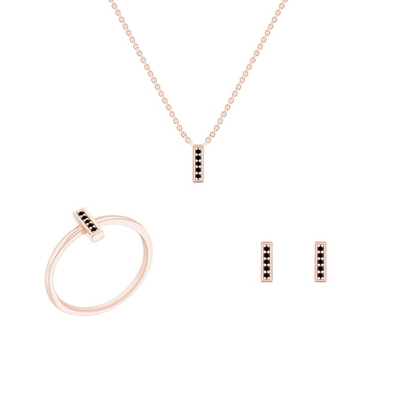 Minimalistická kolekcia šperkov s čiernymi diamantmi 92116