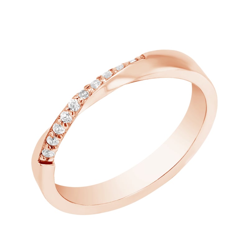 Zlaté prepletené svadobné obrúčky s diamantmi Aleisha 98806