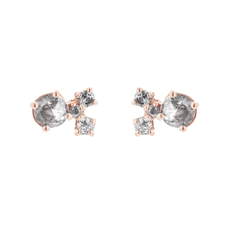 Cluster náušnice so salt and pepper diamantmi Kerrie 102497
