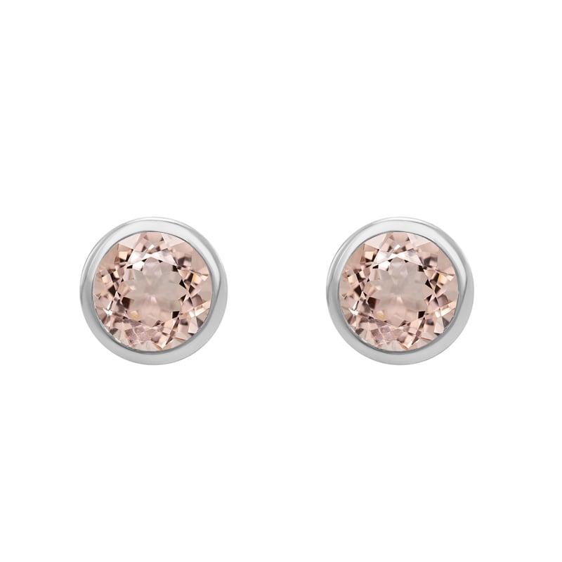 Strieborné bezel náušnice s morganitmi Sontre 102827