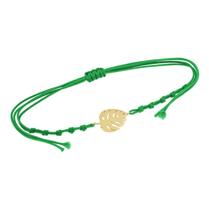 Strieborný povrázkový náramok s listom Monstera 108387