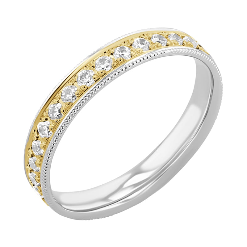 Zlaté obrúčky so zdobenými okrajmi a diamantmi Bryce 117577