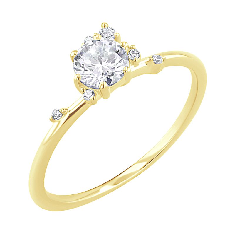 Zlatý cluster zásnubný prsteň s 0.41 ct IGI certifikovaným lab-grown diamantom Rosa