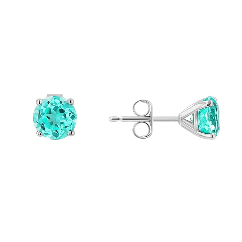 Zlaté náušnice s okrúhlym lab-grown paraiba turmalínom Eloa 136767