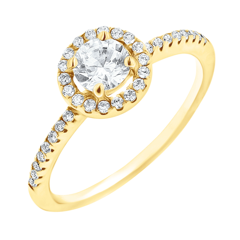 Zlatý halo zásnubný prsteň s lab-grown diamantmi Kerau 145437