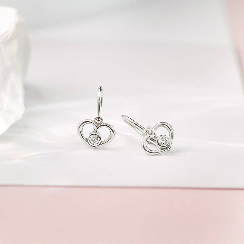 Zlaté detské náušnice srdiečka s lab-grown diamantmi Ariel 152967