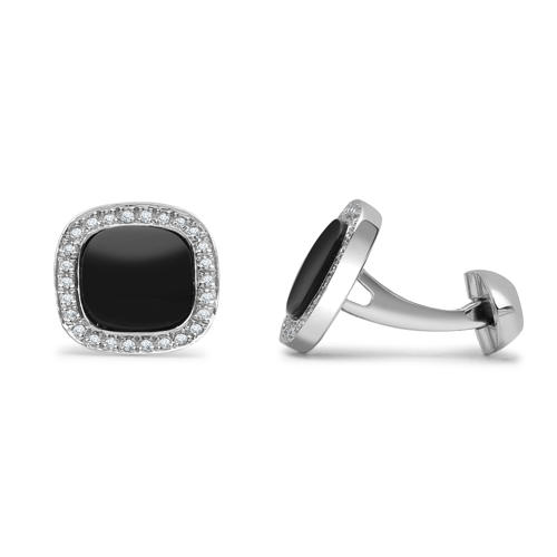 Zlaté manžetové gombíky s ónyxmi a diamantmi Randy