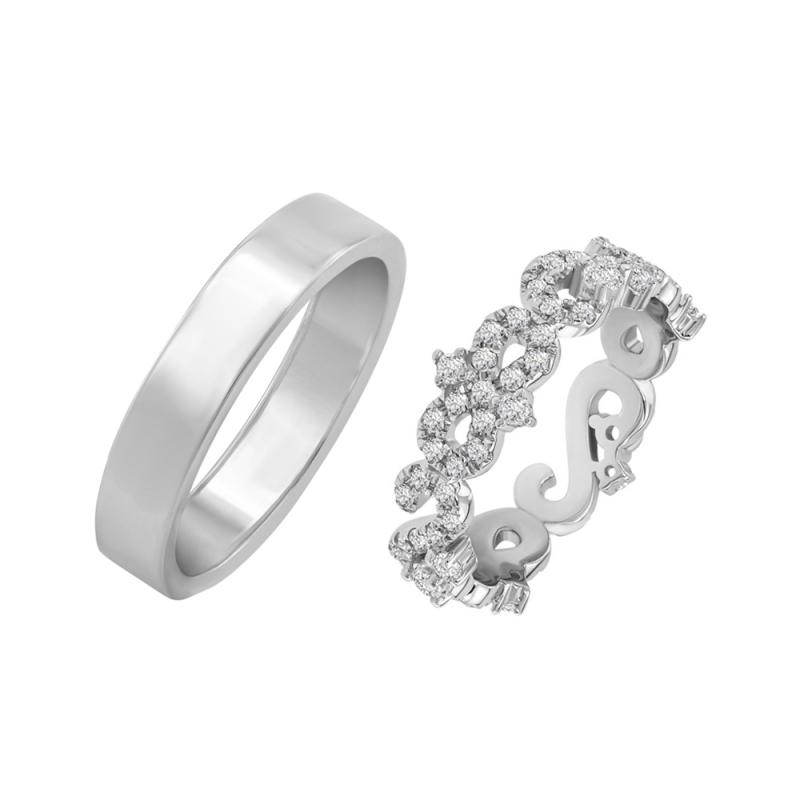 Svadobné prstene eternity diamantový a plochý pánsky 36637
