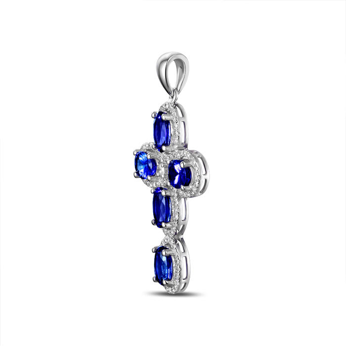 Tanzanitový kríž s diamantmi 3677