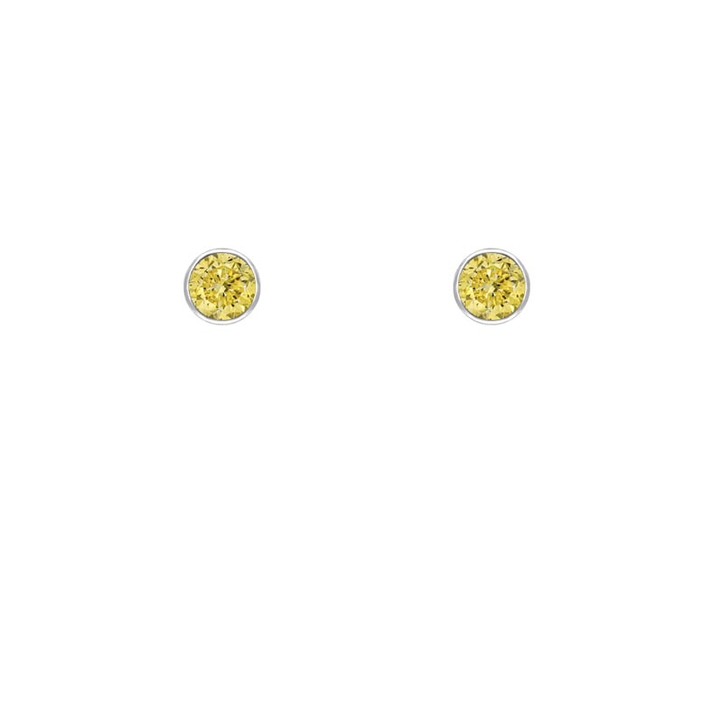 Minimalistické bezel náušnice so žltými diamantmi Viosa