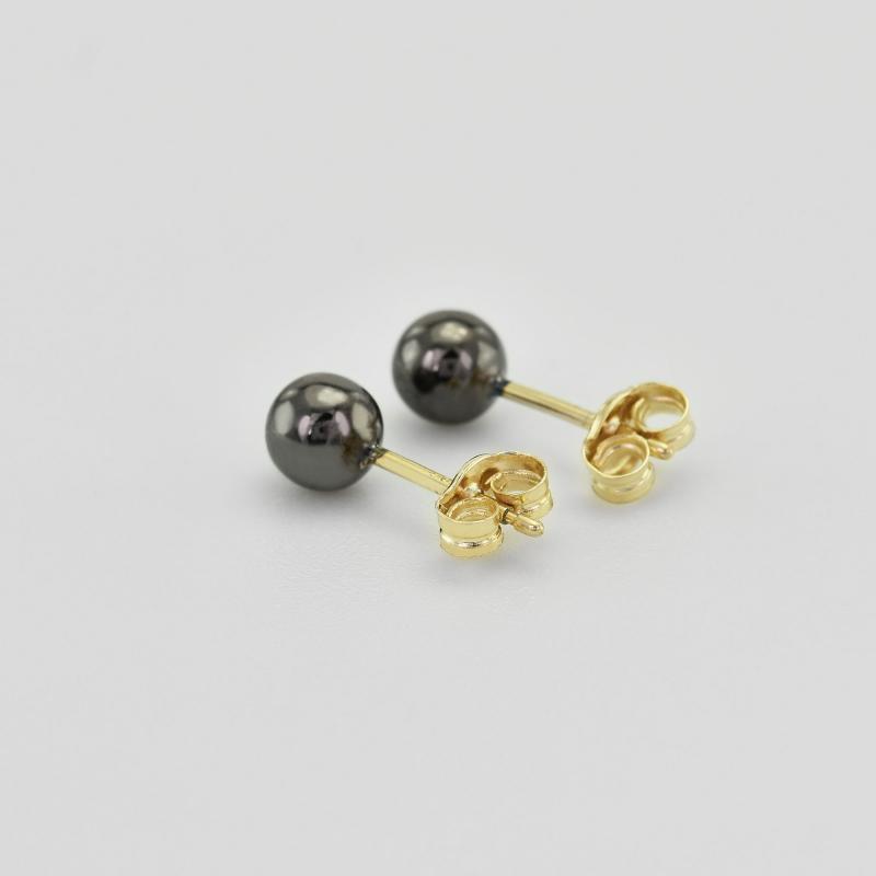 Guličkové náušnice zo zlata s čiernym ruténiom 37957
