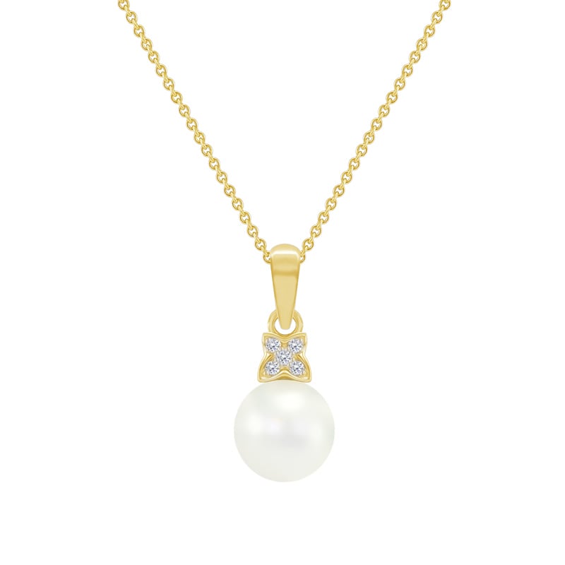 Zlatý perlový náhrdelník s diamantmi 48417