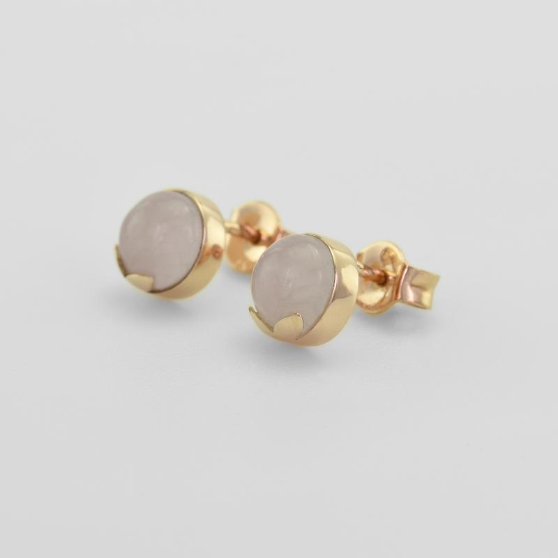 Cabochon ruženíny v náušnicích zo zlata 50557