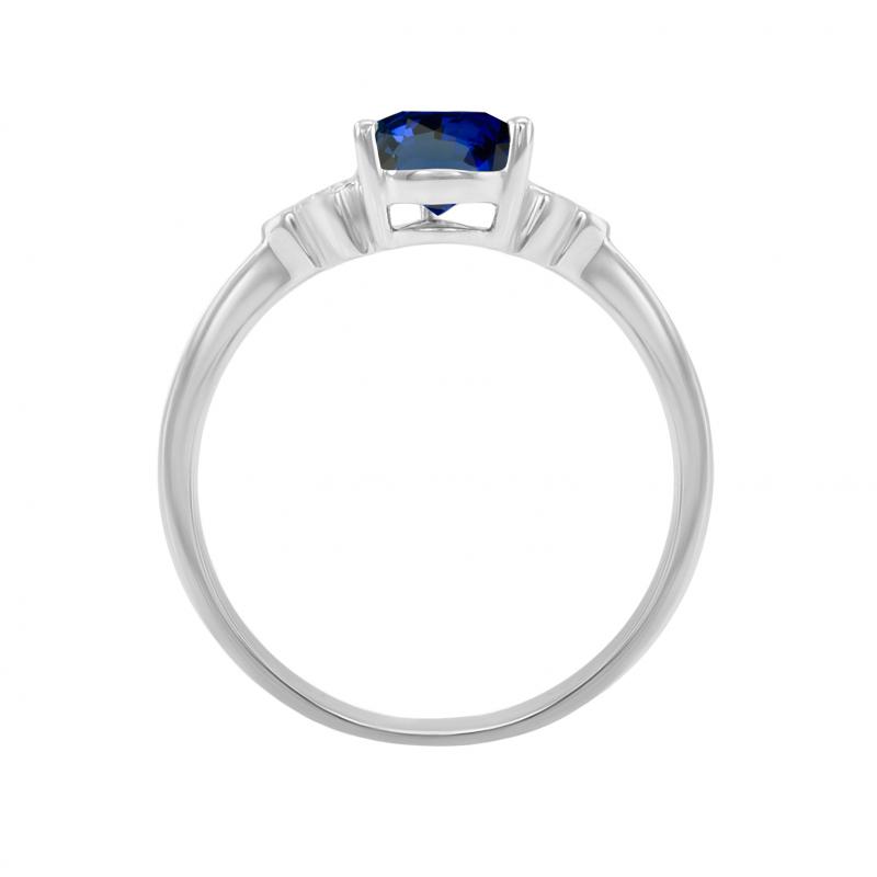 Zlatý zásnubný prsteň so zafírom a diamantmi 52147