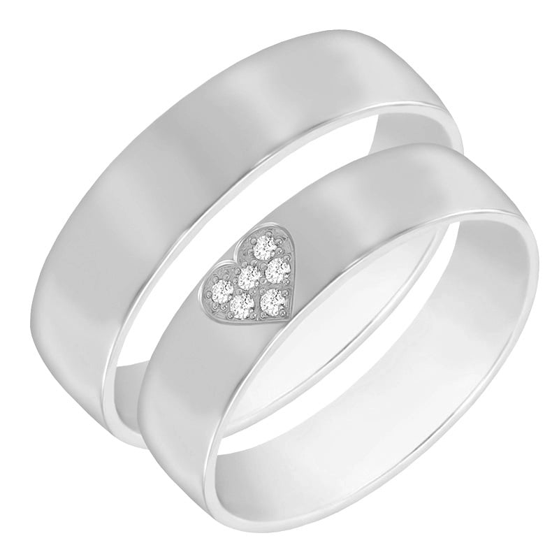 Svadobné obrúčky s diamantovým srdcom 60807