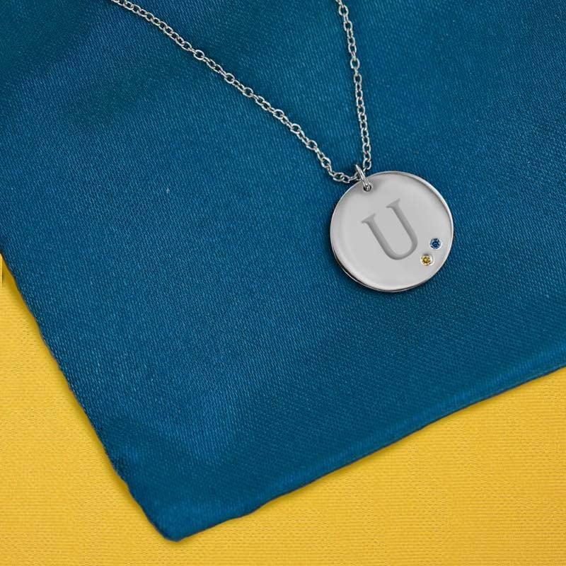 Prívesok s gravírom a diamantmi vo farbách Ukrajiny 96617