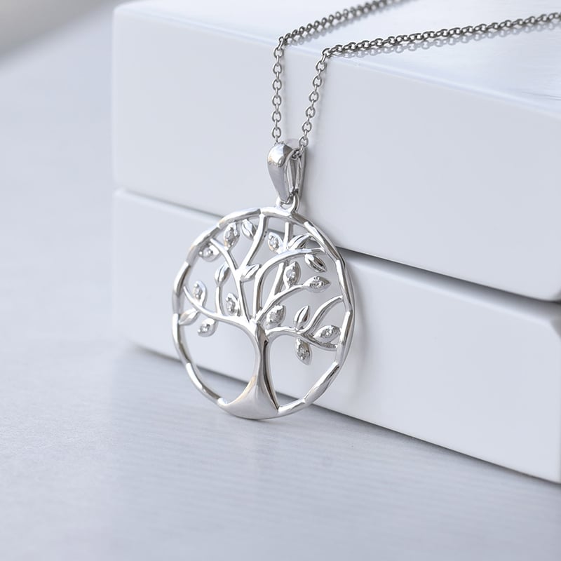 Strieborný strom života s lab-grown diamantmi Evanthe 104228