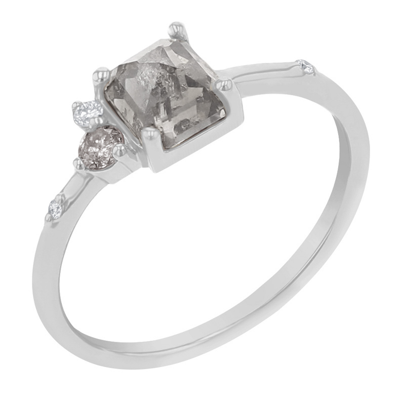 Prsteň so salt and pepper diamantom a lab-grown diamantmi Kristie 121758