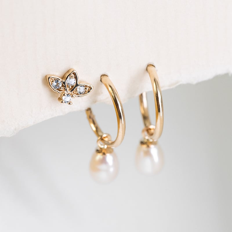 Zlatá piercing náušnica s nebesky modrými topásmi Ciera 123018