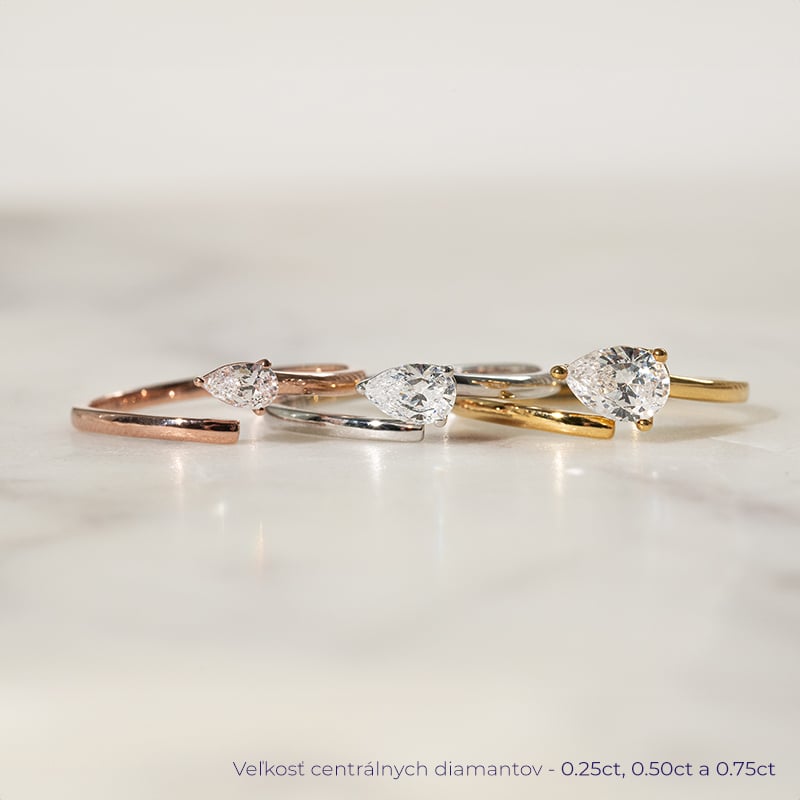 Atypický zásnubný prsteň s pear diamantom Carol 137528