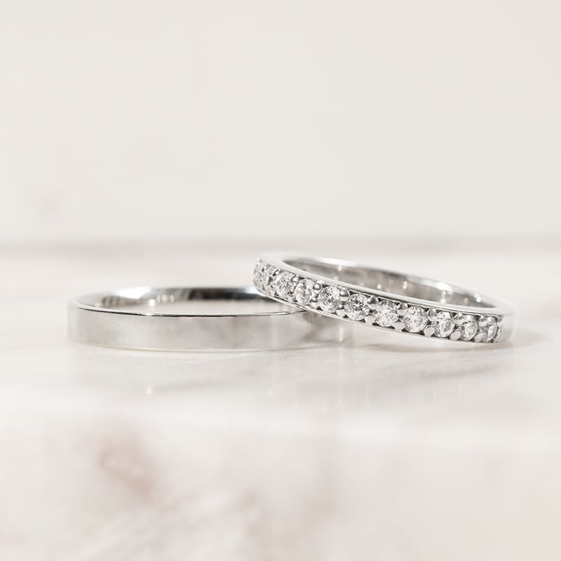 Eternity prsteň s lab-grown diamantmi a pánsky plochý prsteň Brittney 137758