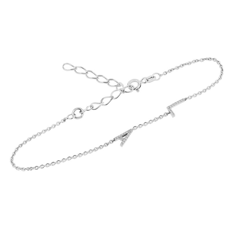 Strieborný náramok s 2 písmenkami a lab-grown diamantmi Ainslee 152308