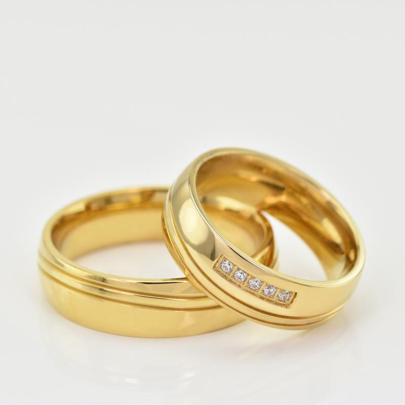 Zlaté svadobné prstene s diamantmi 22038