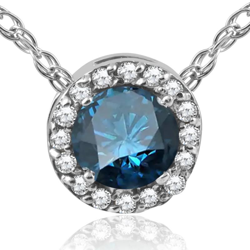 Zlatý diamantový náhrdelník s modrým diamantom