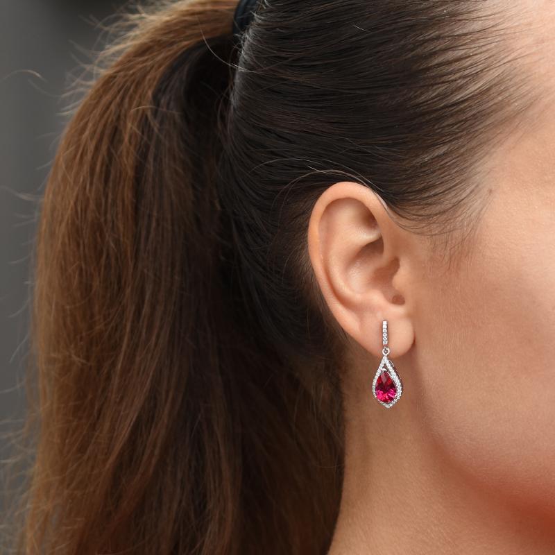 Strieborné rubínové náušnice 27618