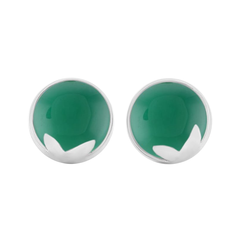 Náušnice s cabochon Onyx z bieleho zlata 44778