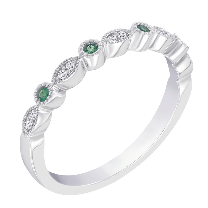 Zlatý eternity prsteň s diamantmi a smaragdmi 58438