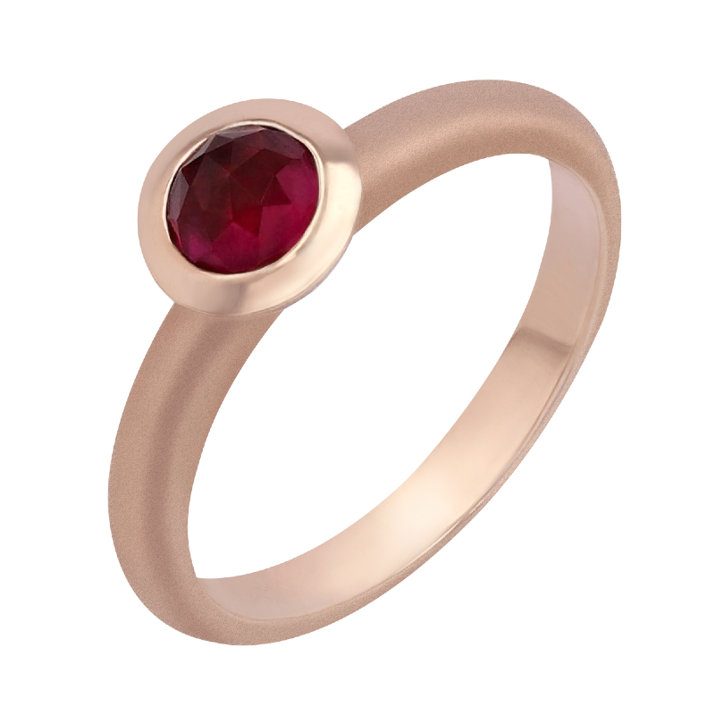 Zlatý prsteň s rose cut rubínom Eimear