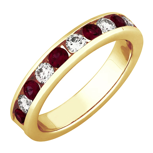 Zlatý prsteň s rubínmi a diamantmi 80648